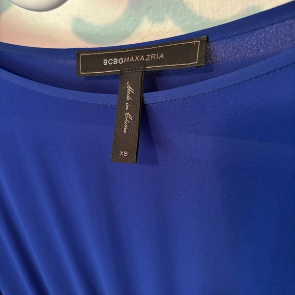 BCBG MaxAzria XS Blue Cocktail Drapy Flowy Dress - Picture 3 of 5
